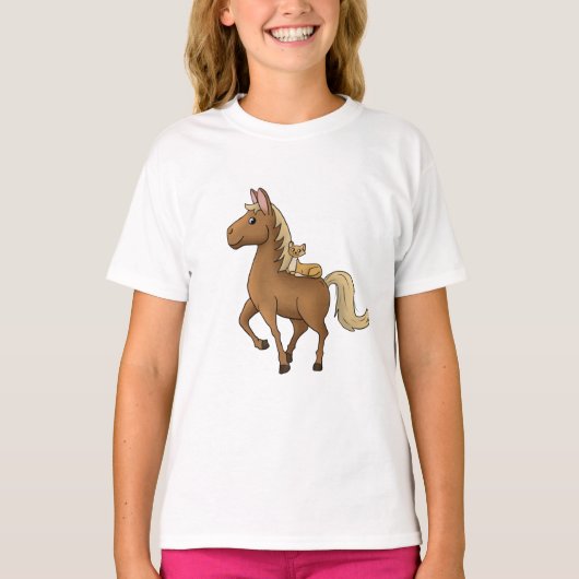 Pferd und Katze T-Shirt (Vorderseite)