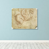 Pferd und Kavalier (Stift und Tinte auf Papier) Leinwanddruck (Insitu (Holzboden))