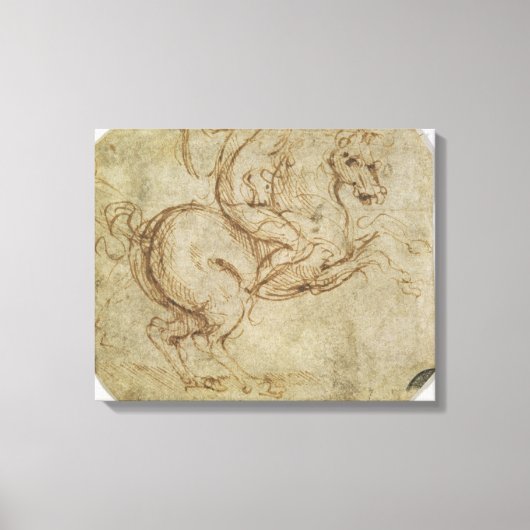 Pferd und Kavalier (Stift und Tinte auf Papier) Leinwanddruck (Vorderseite)