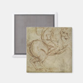 Pferd und Kavalier (Stift und Tinte auf Papier) Magnet (Vorderseite/Rückseite)