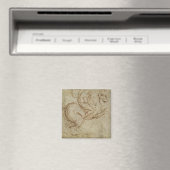 Pferd und Kavalier (Stift und Tinte auf Papier) Magnet (In Situ (Geschirrspüler))