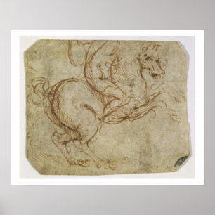 Pferd und Kavalier (Stift und Tinte auf Papier) Poster