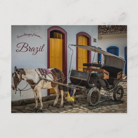 Pferd und Kutsche in Brasilien Postkarte (Vorderseite)