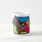 Pferd und Landmädchen Kaffeetasse (Mittel)