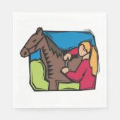 Pferd und Landmädchen Serviette (Vorderseite)