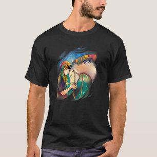 Pferd und Mädchen Buntes Haar Malerei Reiten T-Shirt
