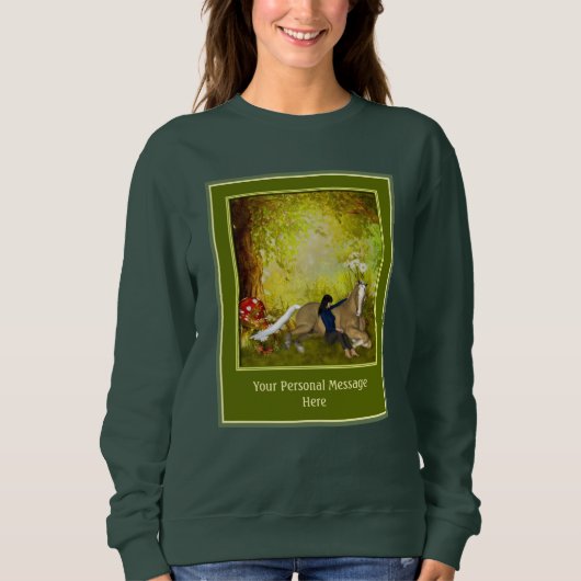 Pferd und Mädchen fügen Ihren eigenen Text benutze Sweatshirt (Vorderseite)