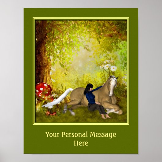 Pferd und Mädchen gestalten sich selbst Poster (Vorne)