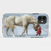 Pferd und Mädchen im Schnee Case-Mate iPhone Hülle (Rückseite (Horizontal))