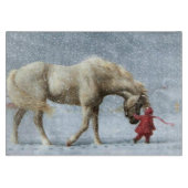 Pferd und Mädchen im Winter Schneidebrett (Vorderseite)