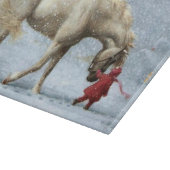 Pferd und Mädchen im Winter Schneidebrett (Ecke)
