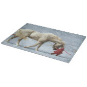 Pferd und Mädchen im Winter Schneidebrett (Ecke)