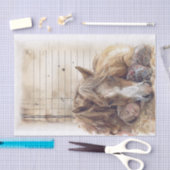 Pferd und Mädchen in Barnschläft "Beste Freunde" Seidenpapier (Handwerk)