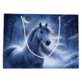 Pferd und Mond Schöner Winter Große Geschenktüte (Rückseite)