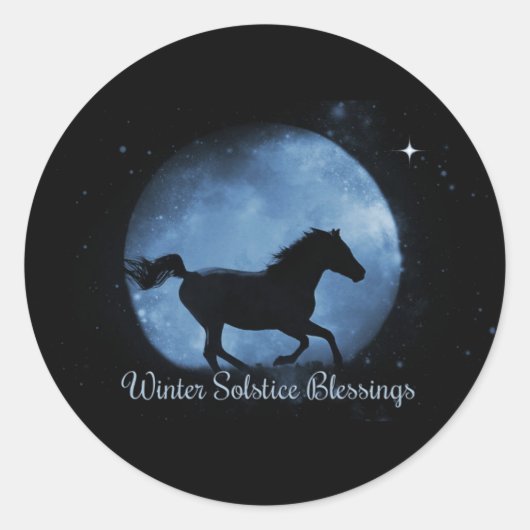 Pferd und Mond Wintersonnenwende-Segen-Aufkleber Runder Aufkleber (Vorderseite)