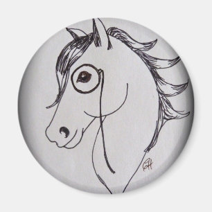 Pferd und Monokel Magnet