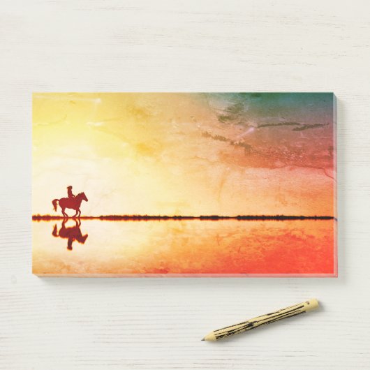 Pferd und Reiter 1 Post-it Klebezettel (Auf Schreibtisch)