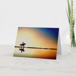 Pferd und Reiter auf Strand-Silhouette-Gruß-Karte Karte