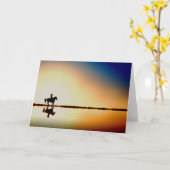 Pferd und Reiter auf Strand-Silhouette-Gruß-Karte Karte (Gelbe Blume)