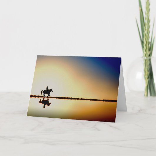 Pferd und Reiter auf Strand-Silhouette-Gruß-Karte Karte (Vorderseite)