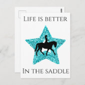 Pferd und Reiter - das Leben ist besser im Sattel Postkarte (Vorne/Hinten)