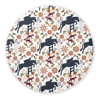 Pferd und Reiter Knob Pull Reittiere Kunst, Dichtu Keramikknauf