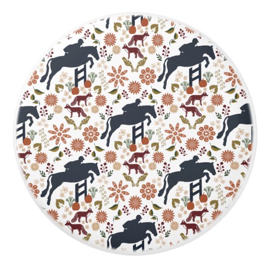 Pferd und Reiter Knob Pull Reittiere Kunst, Dichtu Keramikknauf (Vorderseite)