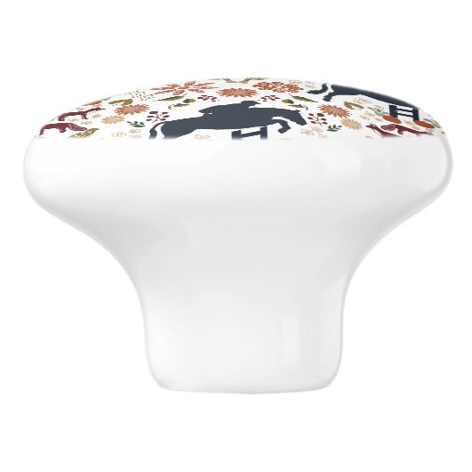 Pferd und Reiter Knob Pull Reittiere Kunst, Dichtu Keramikknauf (Seitenansicht)