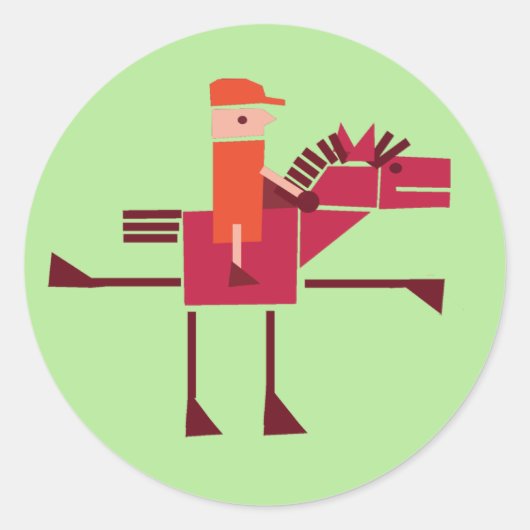 Pferd und Reiter Runder Aufkleber (Vorderseite)