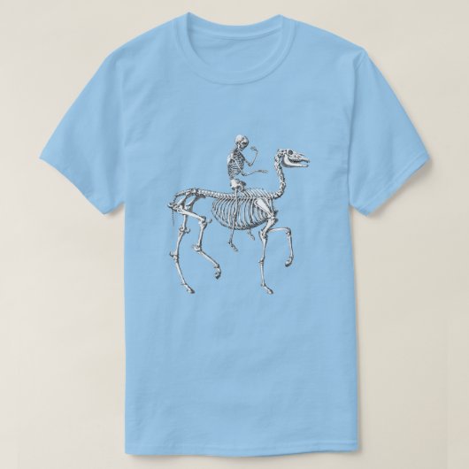Pferd und Reiter Skelett T-Shirt (Design vorne)