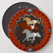 Pferd und Schild-Magnet Button (Vorne & Hinten)