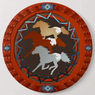 Pferd und Schild-Magnet Button
