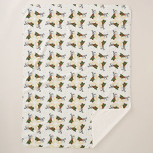 Pferd und Schlitten mit goldenen Sternen und Kreis Sherpadecke