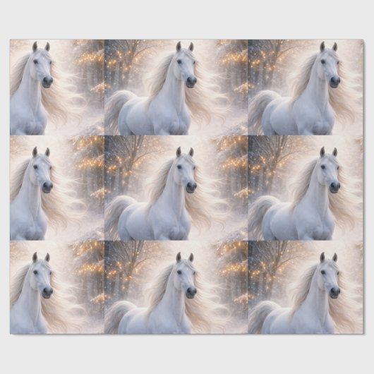 Pferd und Schnee Weihnachtspapier Geschenkpapier (Flach)