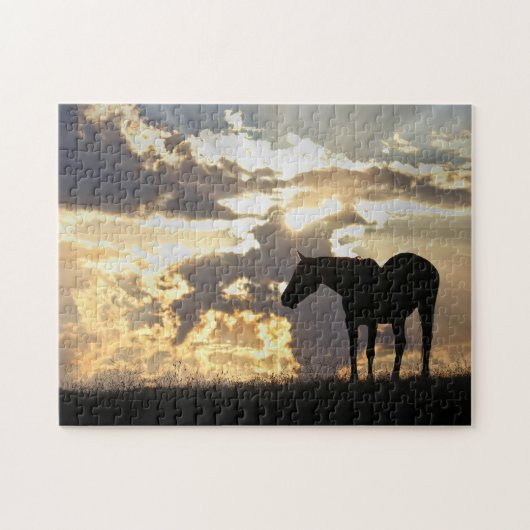 Pferd und Sonne mit Wolken Schönes & Changeling Puzzle (Horizontal)