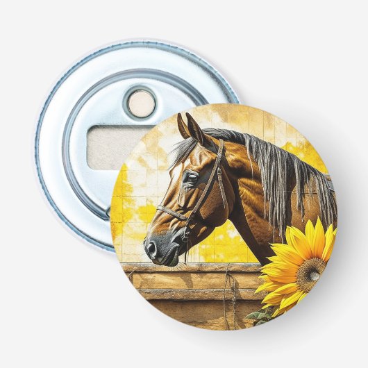 Pferd und Sonnenblumen Schöne künstlerische Kunst Flaschenöffner (Vorderseite)
