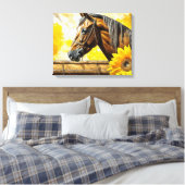 Pferd und Sonnenblumen Schöne künstlerische Kunst Leinwanddruck (Insitu (Schlafzimmer))
