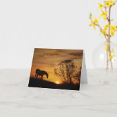 Pferd und Sonnenuntergang Tiefes Beileid Karte (Gelbe Blume)