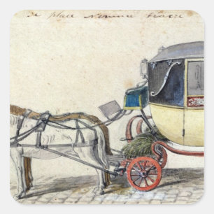 Pferd und Wagen, 1825 Quadratischer Aufkleber