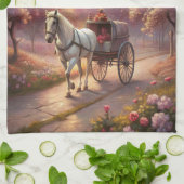 Pferd und Warenkorb Geschirrtuch (Gefaltet)