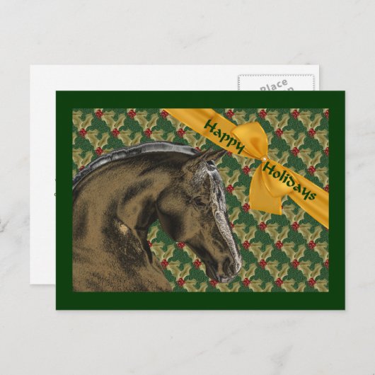 Pferd und Weihnachtsfeiertag individuell anpassbar Feiertagspostkarte (Vorne/Hinten)