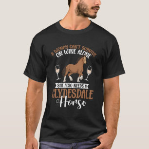 Pferd- und Weinentwurf für einen Clydesdale-Fahrer T-Shirt
