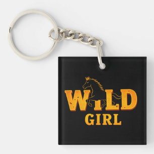 Pferd und 'Wild Girl'-Schild Schlüsselanhänger
