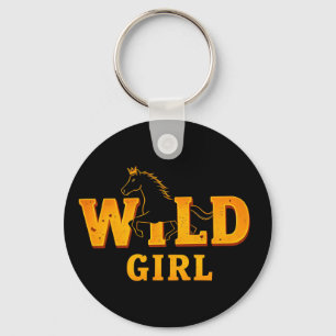 Pferd und 'Wild Girl'-Schild Schlüsselanhänger