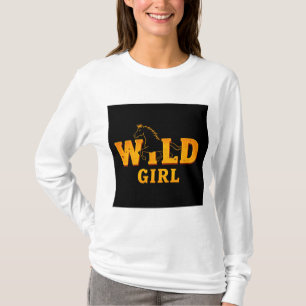 Pferd und "Wild Girl"-Zeichen T-Shirt