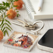 Pferd und Wildblumen Schlüsselanhänger (Vorderseite rechts)