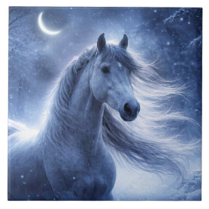 Pferd und zunehmender Mond schöne Kunst Fliese