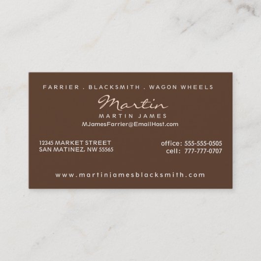 Pferd unter der Eichenbäume Sepia mit Monogramm Visitenkarte (Vorderseite)