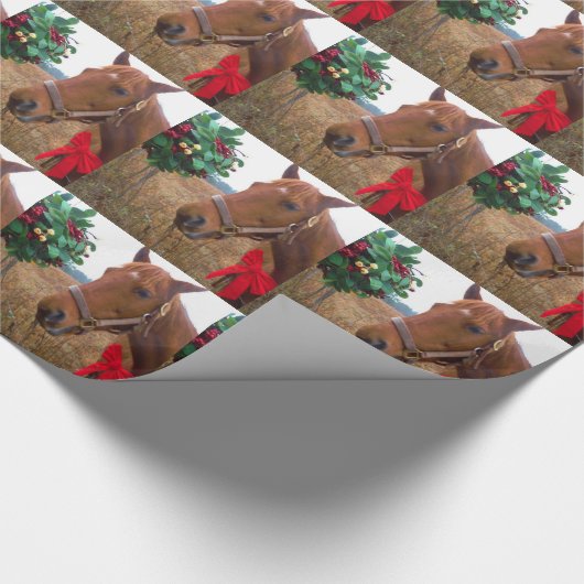 Pferd unter Mistletoe küssen Geschenkpapier (Ecke)