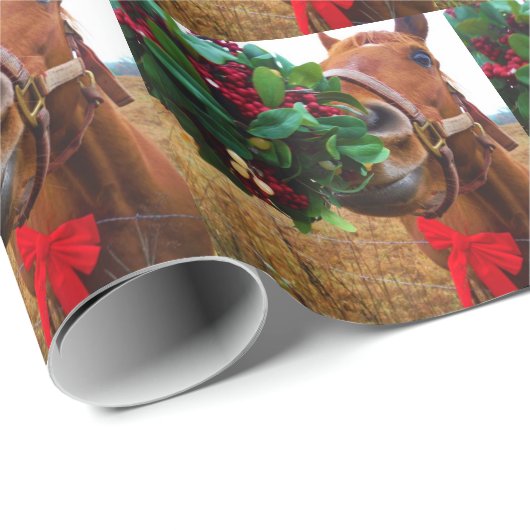 Pferd unter Mistletoe küssen Geschenkpapier (Rolleneckpunkt)